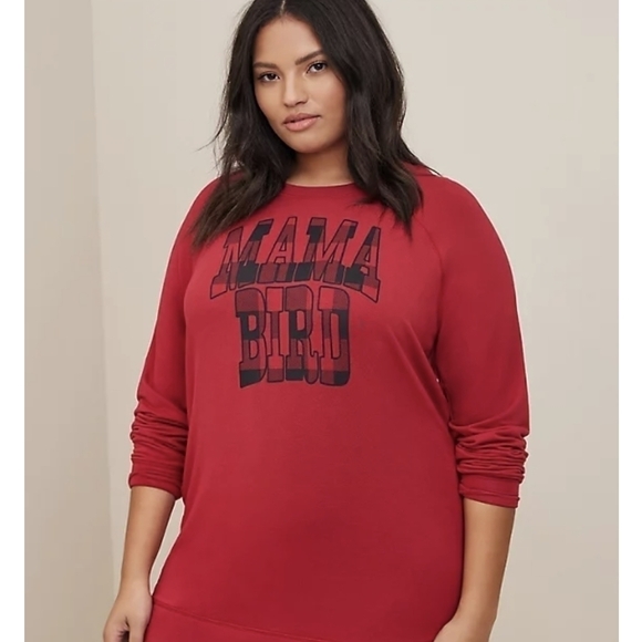 Torrid Fleece Long Sleeve Red sweatshirt, Mama Bird Size 3x - Picture 4 of 7